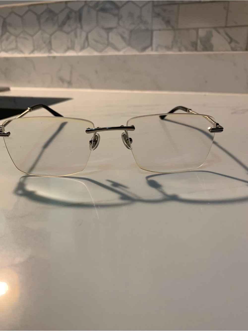 Paul Vosheront Rimless Eye Glasses, Men’s Luxury Italian Eyewear. 23kg plated.
